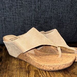 Donald J Pliner - Gilles - Tan - Suede Cork Wedge Sandals - Size 12M